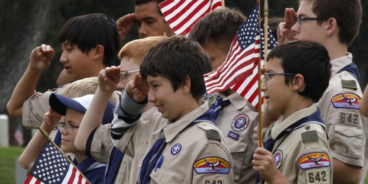 Boy Scouts attend a Memorial