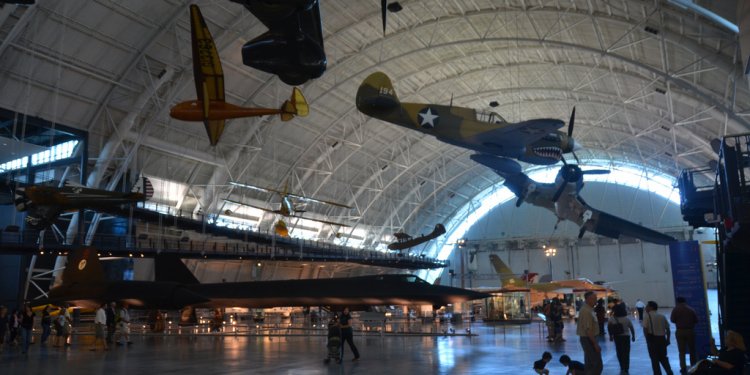 Steven F. Udvar-Hazy Center: Profile view of the SR-71 Blackbird, F-4 Corsair, P-40 Warhawk, among others