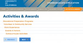 UC Application III - Activities & Awards